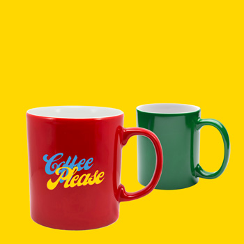 Pink Coffee Mug on a Yellow Background