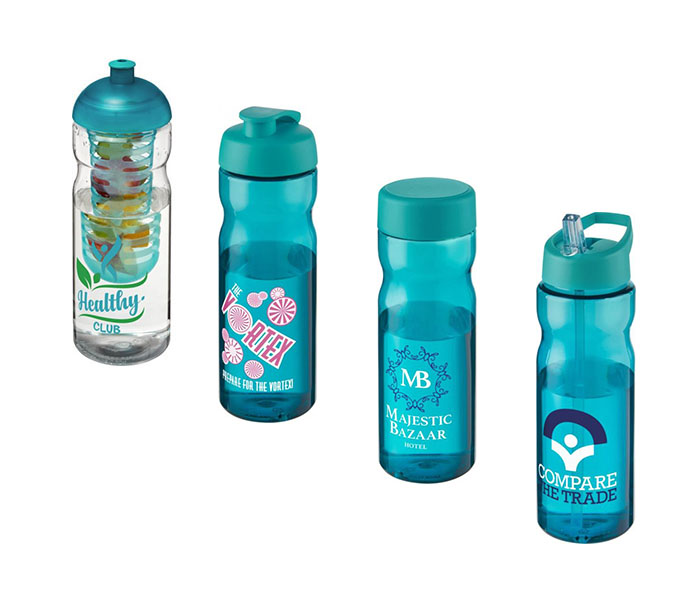Aqua H<sub>2</sub>O Active® Base 650ml Sports Bottle - Showing A Selection of Lids & Accessories
