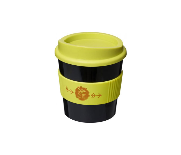 Black Americano® Primo 250ml Tumbler with Grip - Lime Green Grip/Lid