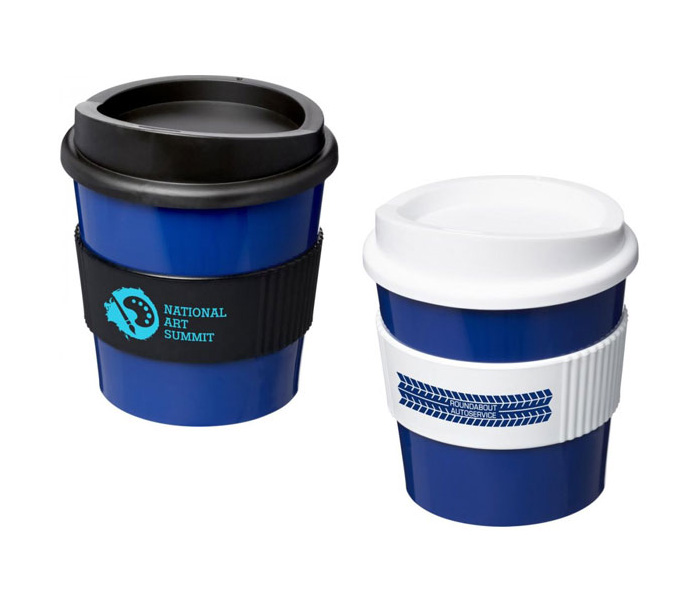 Blue (288) Americano® Primo 250ml Tumblers with Grip - White & Black Grips/Lids