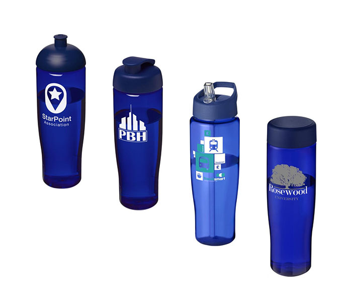 Blue H<sub>2</sub>O Active® Tempo 700ml Sports Bottle - Showing A Selection of Lids & Accessories