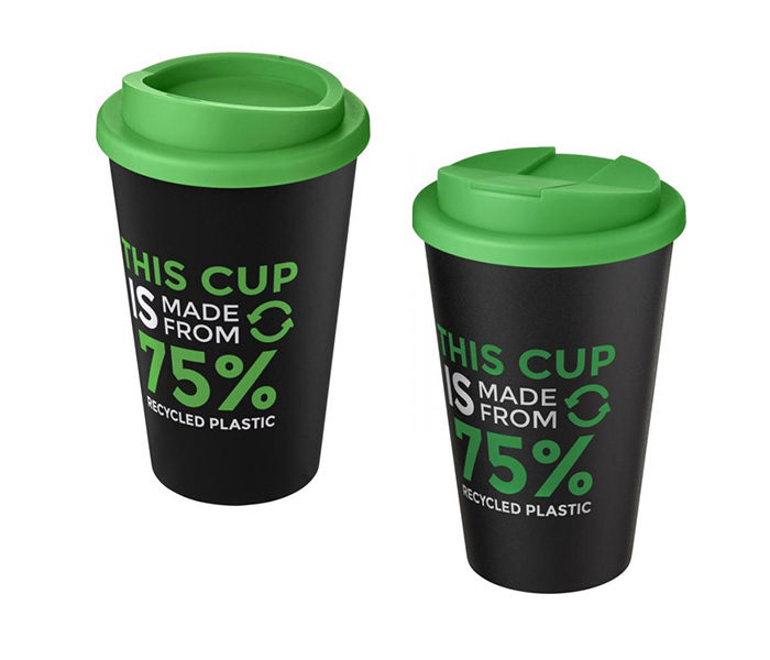 Green Americano® Eco 350ml Tumbler with Twist-On (L) & Spill-Proof (R) Lids