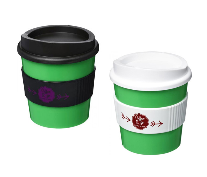 Green Americano® Primo 250ml Tumblers with Grip - White & Black Grips/Lids