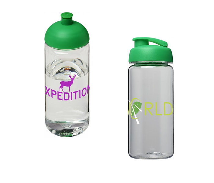 Green H<sub>2</sub>O Active® Octave Tritan™ 600ml Sports Bottle - Dome Lid (L), Flip Lid (R)
