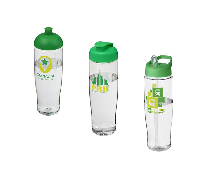 Green H<sub>2</sub>O Active® Tempo 700ml Sports Bottle - Showing A Selection of Lids & Accessories