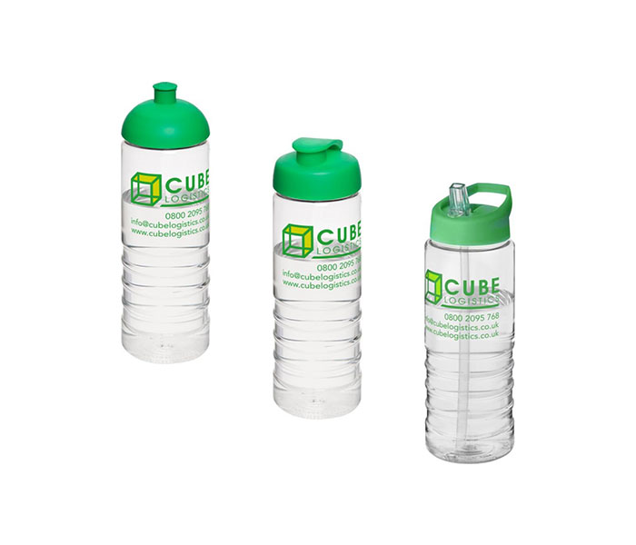 Green H<sub>2</sub>O Active® Treble 750ml Sports Bottle - Showing A Selection of Lids & Accessories