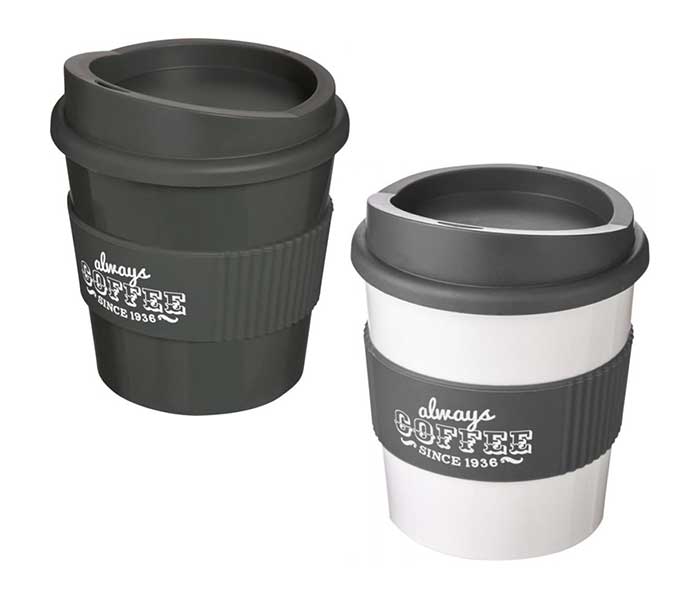 Grey & White Americano® Primo 250ml Tumblers with Grip - Grey Lids/Grips