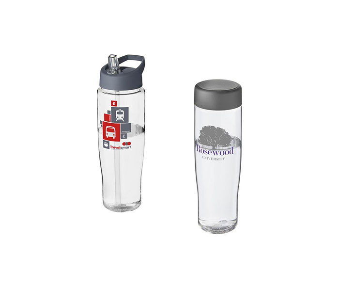 Grey H<sub>2</sub>O Active® Tempo 700ml Sports Bottle - Showing A Selection of Lids & Accessories