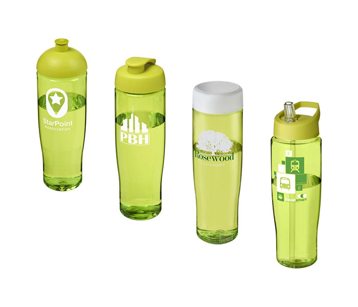 Lime Green H<sub>2</sub>O Active® Tempo 700ml Sports Bottle - Showing A Selection of Lids & Accessories