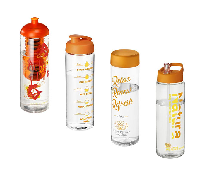 Orange H<sub>2</sub>O Active® Vibe 850ml Sports Bottle - Orange Lids/Fittings