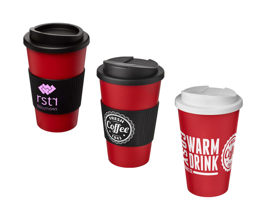 Red Americano® 350ml Tumblers - Choice of Lids & Grips