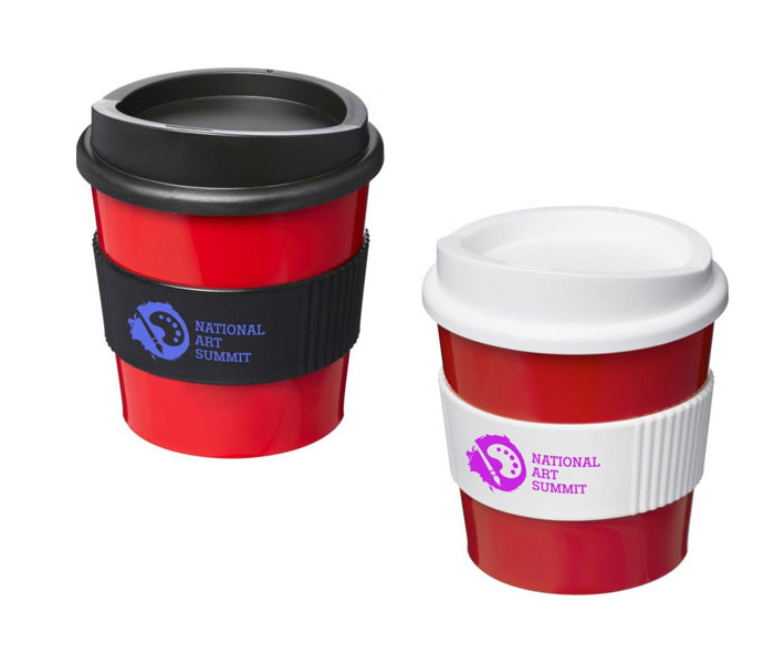 Red Americano® Primo 250ml Tumblers with Grip - White & Black Grips/Lids
