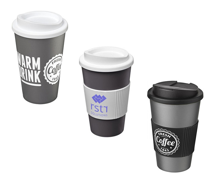 Silver Americano® 350ml Tumblers - Choice of Lids & Grips